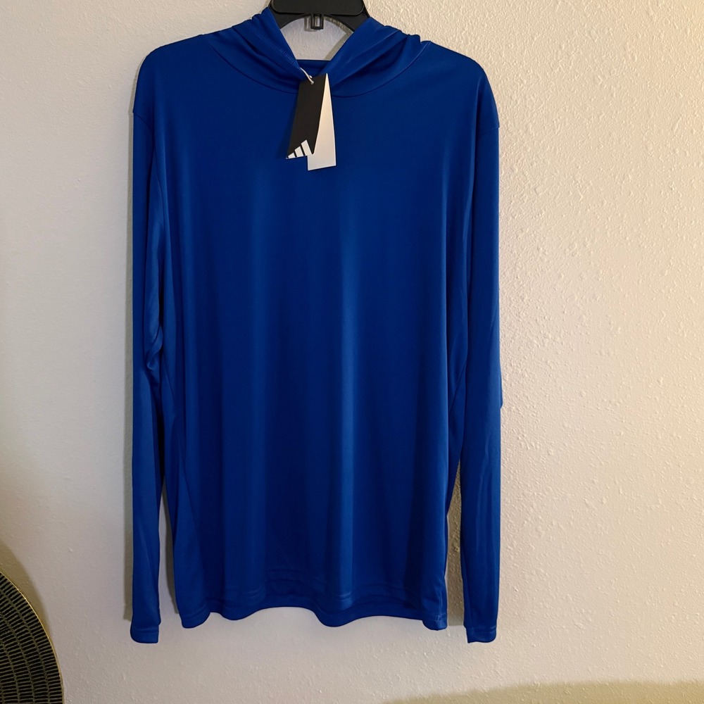 Adidas Mens Long Sleeve Hoody Royal Blue Athletic Training Shirt  L